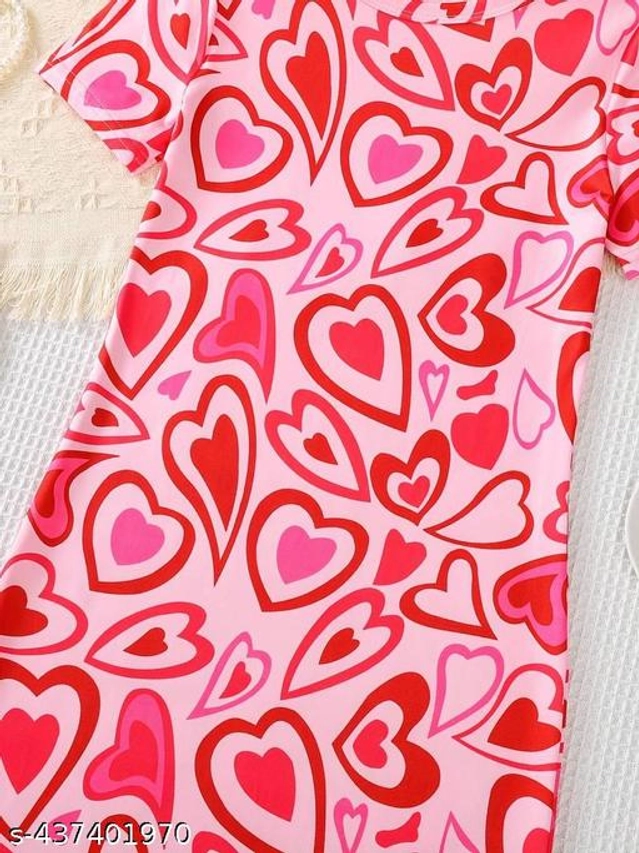 Cotton Blend Dress for Girls (Red, 4-5 Years)