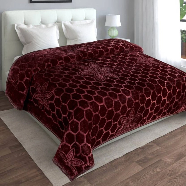 Home Sizzler Chocolate Brown Geometric Double Mink Blanket (Pack Of 1)