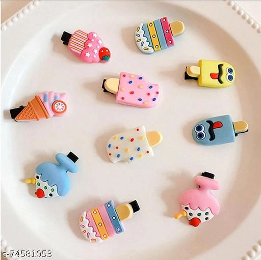 Plastic Hair Clips for Girls (Multicolor, Pack of 10)