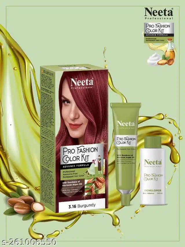 Neeta Professional Fashion Permanent Hair Color (Burgundy, 100 g)