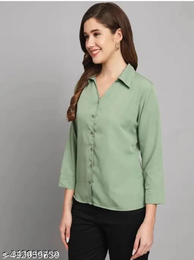 Three-Quarter Sleeves Solid Shirt for Women (Mint Green & Royal Blue, S) (Pack of 2)