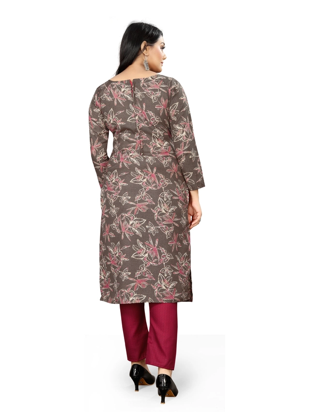 Cotton Blend Floral Unstitched Suits Fabrics for Women (Brown, 2 m)