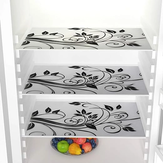 Knit Printed Fridge 3 Pcs Mat With 2 Pcs Handle & Top Cover (Multicolor, Set Of 1)