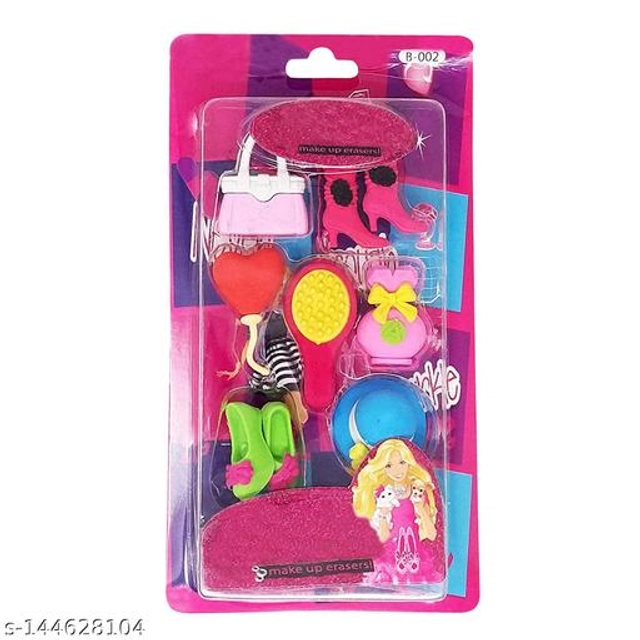 Barbie Makeup Shape Eraser for Girls (Multicolor, Pack of 7)