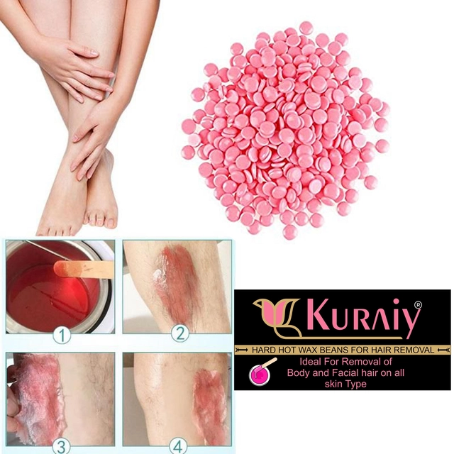 Kuraiy Cosmetic Hair Removal Hard Hot Wax Beans with Knife (100 g)