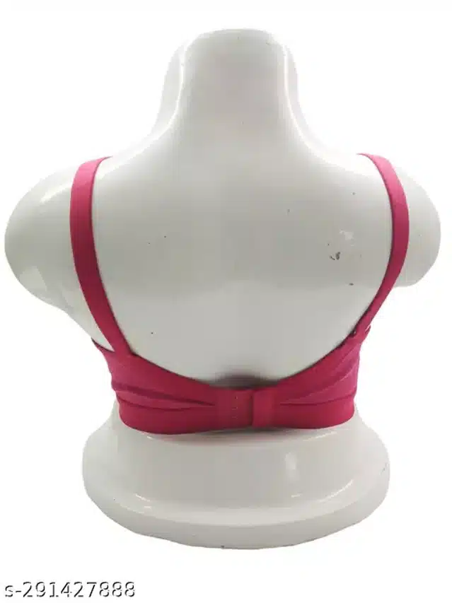 Cotton Solid Bra for Women (Pink, 32)