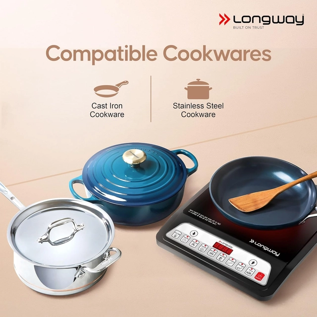 LONGWAY LW-Elite-Plus-ICT-PB -Black-P1 Induction Cooktop (2000 W, Black, Push Button)