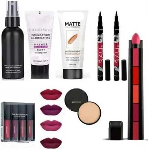 Combo of Matte Face Makeup Kits for Women & Girls (Multicolor, Set of 8)