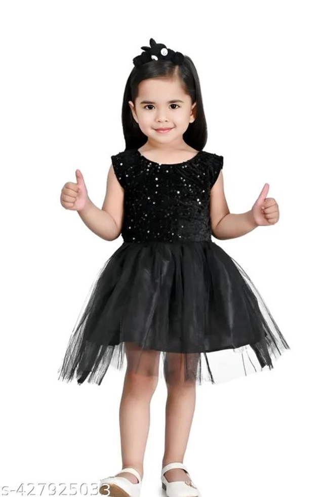 Net Frock for Girls (Black, 6-9 Months)