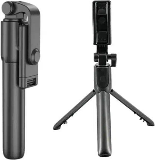 Extendable Selfie Stick with Wireless Remote and Tripod Stand (Black)