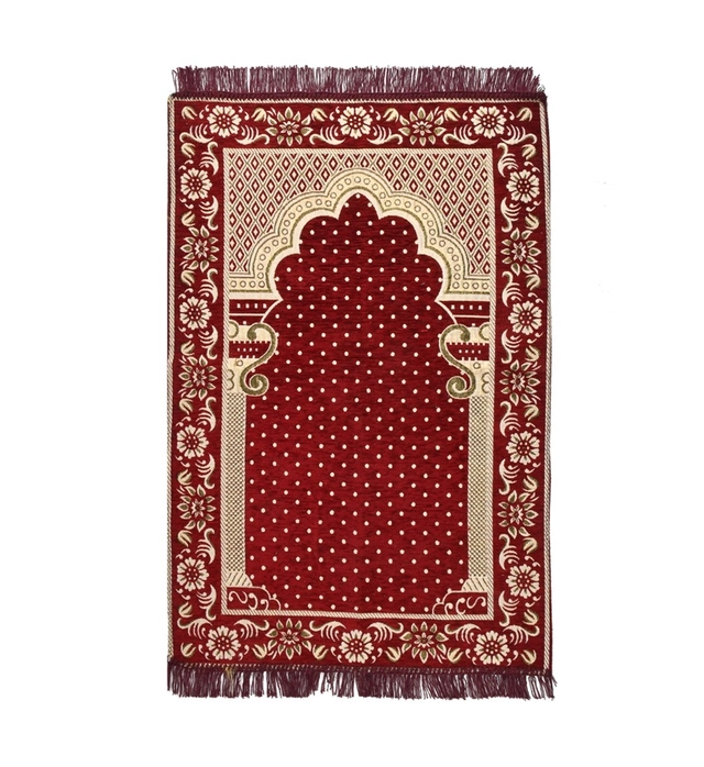 Velvet Chenille Super Soft Namaz Prayer Mat (Maroon, 70x110 cm)