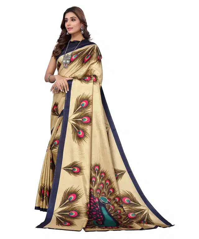 Women's Designer Saree With Blouse (Peacock) (SD86)