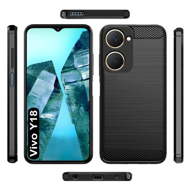 Rubber Mobile Back Cover for Vivo V2351 /Y28s /Y18e /Y03 / T3 Lite / Y18 (Black)