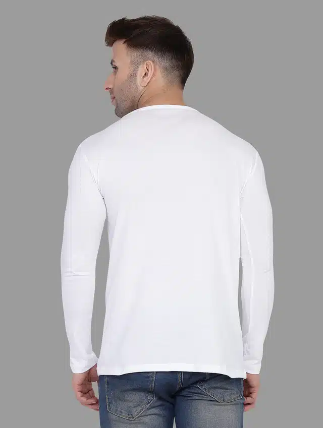 Men Solid Full Sleeves T-shirt (White, S) (RSC-119)