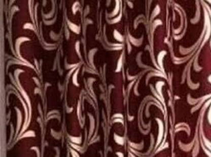 Door Curtains (Pack of 2) (Maroon, 7 feet)