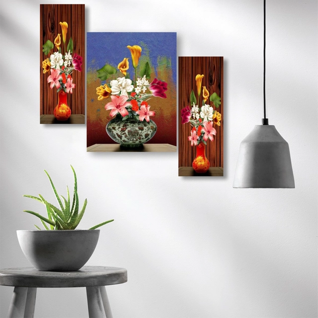 MDF 3 Pcs Designer Wall Painting for Home & Office (Multicolor, 12x18 Inches) (Set of 1)