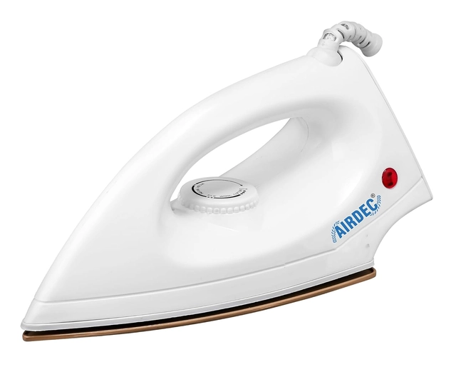 Airdec Glory Quick Heat Technology Non-stick Golden Soleplate Light Weight Dry Iron (White, 1000 W)