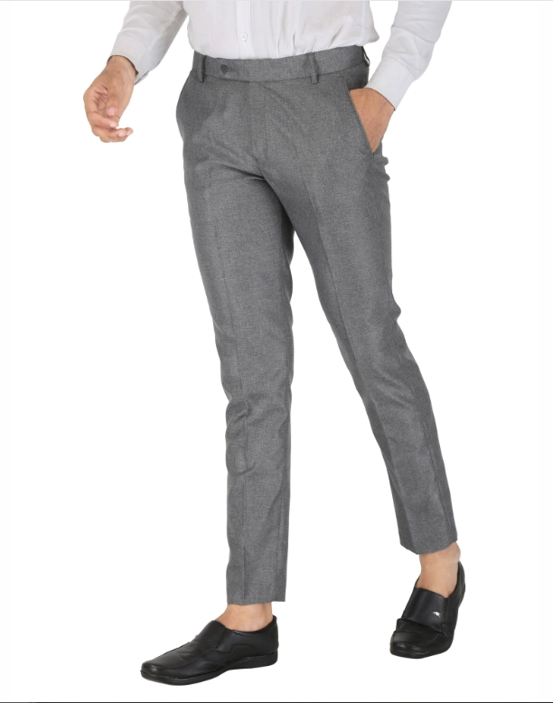 Poly Viscose Solid Trouser for Men (Grey, 28)