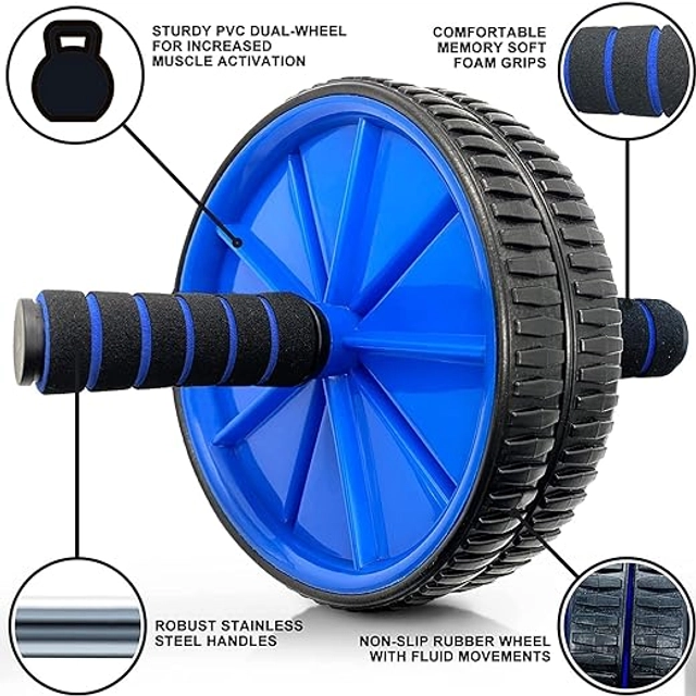 ABS Plastic Ab Wheel Roller for Men & Women (Blue & Black)