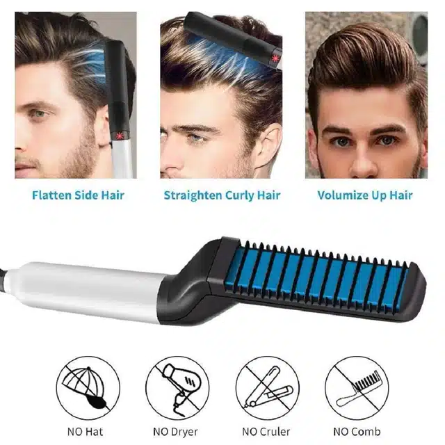 Electric Beard Straightener with Hair Styler Comb for Men (Multicolor)