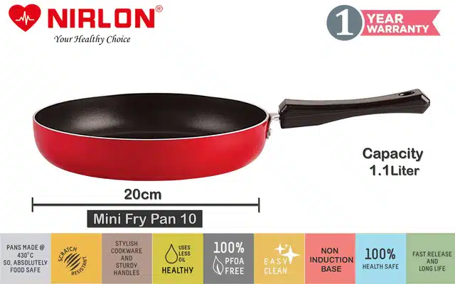 Aluminium Nonstick Cookwear Set with Glass Lid (Red, Set of 4)