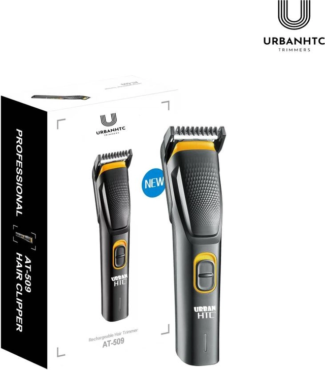 UrbanHTC AT 509 Cordless Professional Hair Trimmer Waterproof Stainless Steel Blade Trimmer 45 min Runtime 5 Length Settings  (Black)