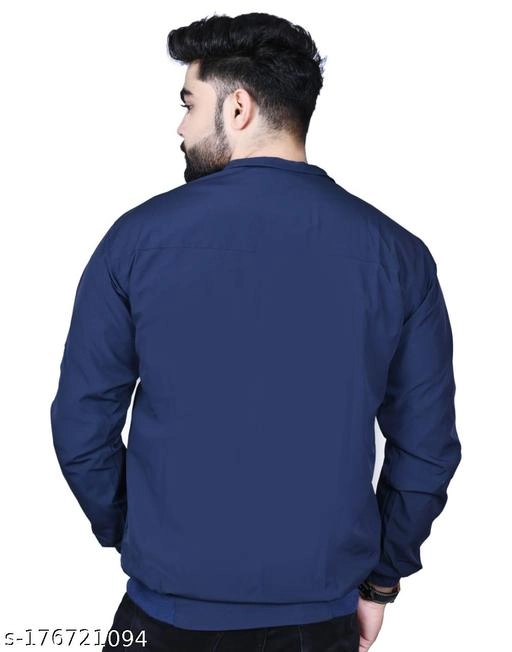 Polyester Jacket for Men (Navy Blue, L)