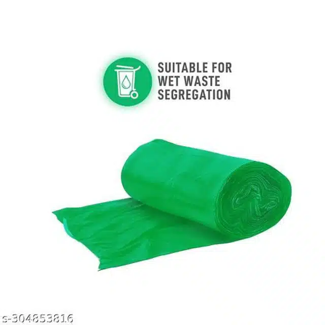 Biodegradable 30 Pcs Garbage Bags (Green, 19x21 inches) (Pack of 3)