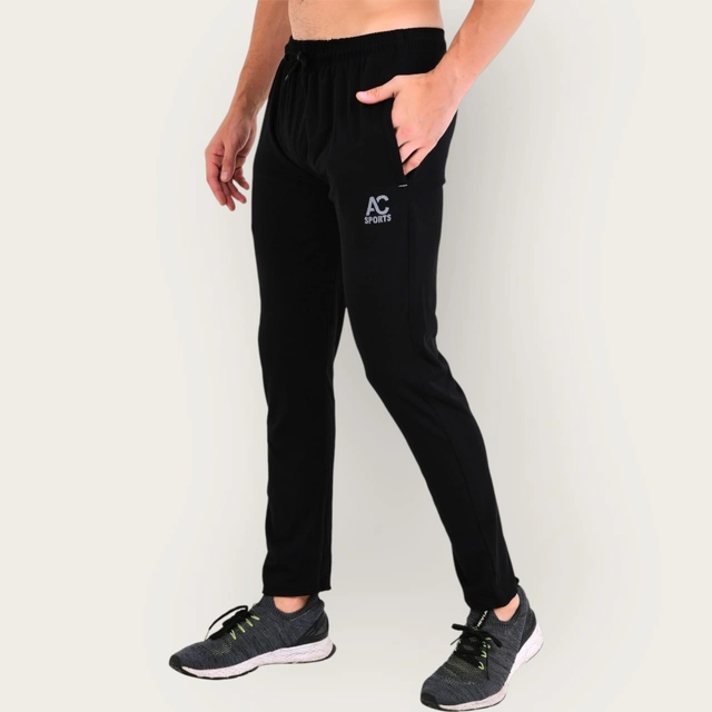 Lycra Nylon Logo Printed Track Pant for Men (Black, M)