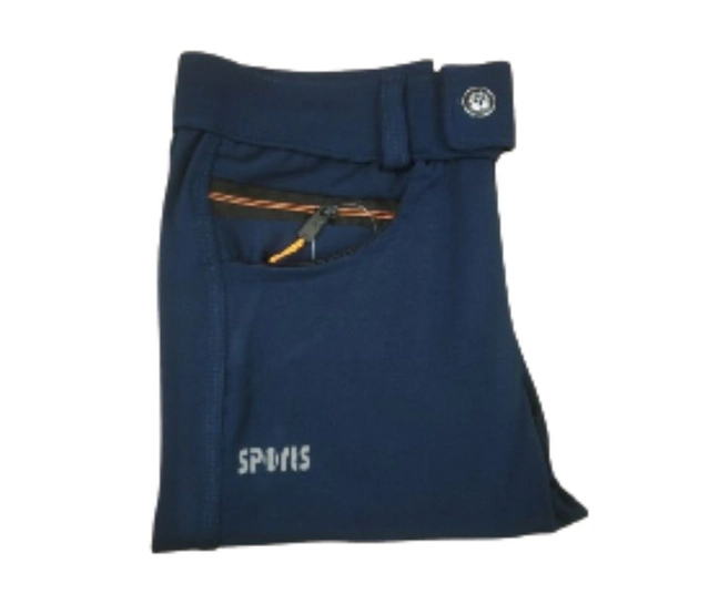 Linen Slim Fit Trackpants for Men (Navy Blue, XL)