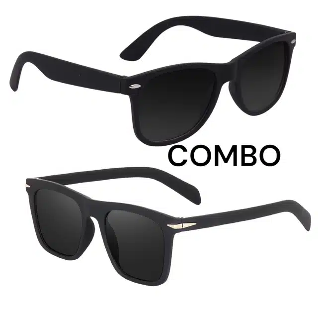 UV Protected Sunglasses for Men & Women (Black, Pack of 2)