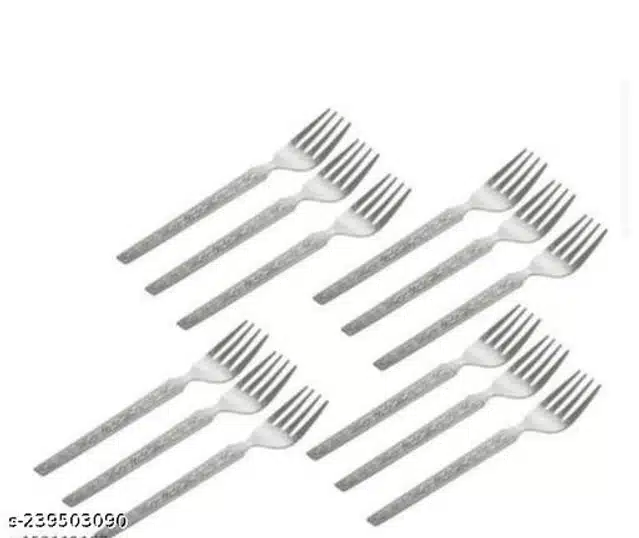 Stainless Steel Forks (Silver, Pack of 12)