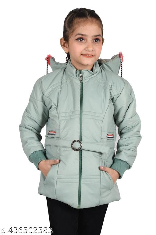 Nylon Jacket for Girls (Mint Green, 1-2 Years)