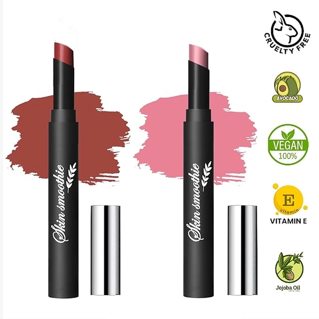 Skin Smoothie Lip Crayon Lipstick With Vitamin E & Avocado oil & Jojobal (Nude Brown & Berry) (Pack Of 2)