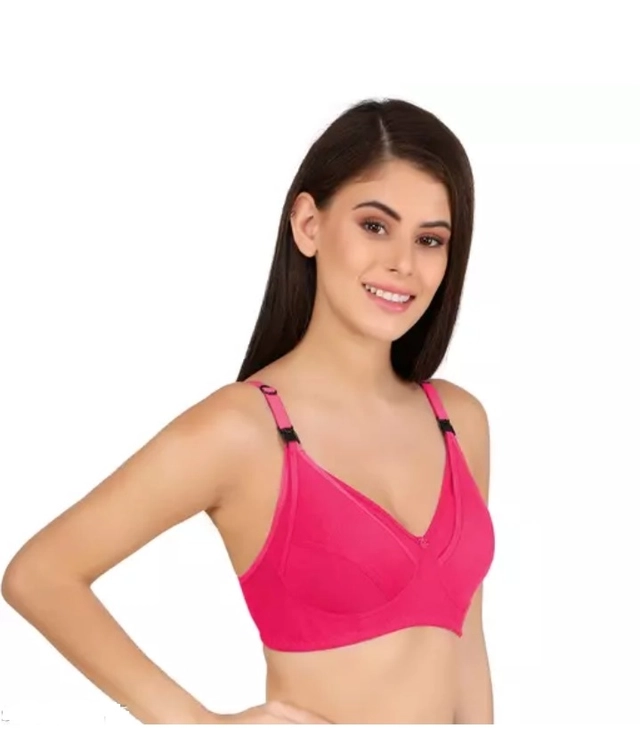 Polycotton Non Padded Bras for Women (Multicolor, 32) (Pack of 3)