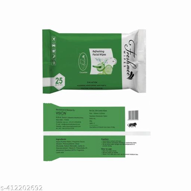 Fresh Mee Cucumber (25 Pcs) Cleansing Face Wipes (Pack of 1)