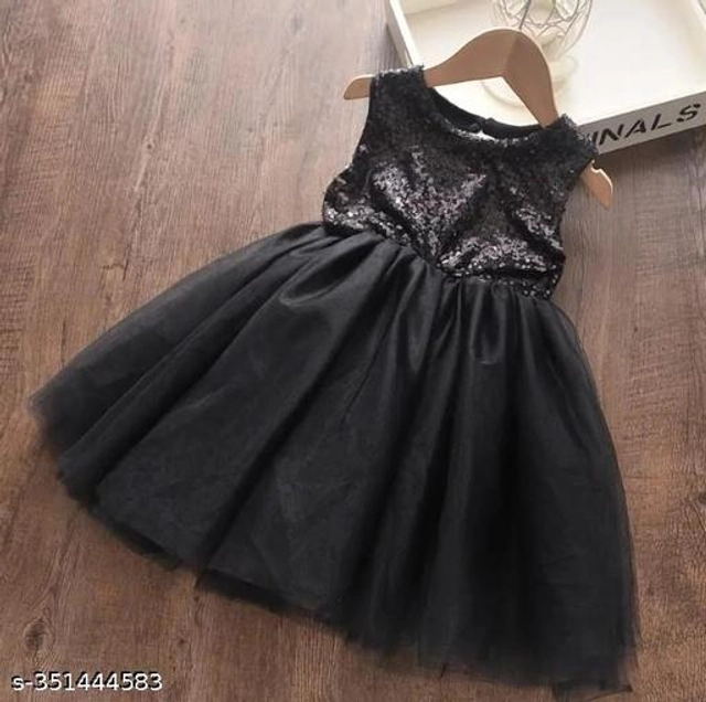 Net Frock for Girls (Black, 6-9 Months)