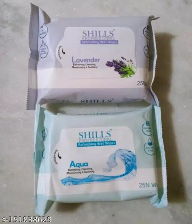 Shills Lavender with Aqua Wet Face Wipes (Pack of 2)