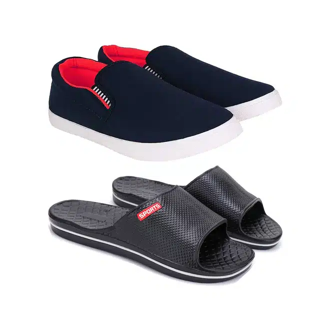 Combo of Casual Shoes & Sliders for Men (Pack of 2) (Multicolor, 6)