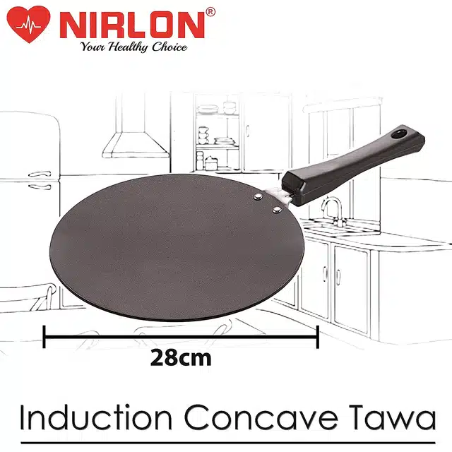 NIRLON Aluminium Roti Tawa (Black, 28 cm)