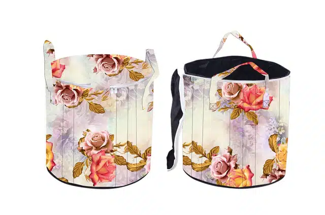 PVC Printed Round Laundry Bag (Multicolor, 30 L)