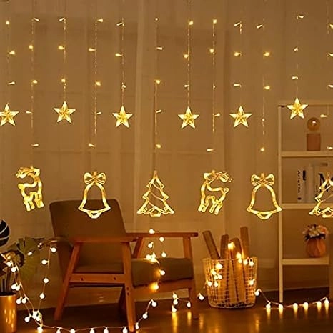 Christmas Reindeer LED Curtain Lights (Yellow, 2.5 m)