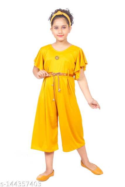 Digimart Casual Designer Dress For Girls (Yellow, 5-6 Years) (SI47)