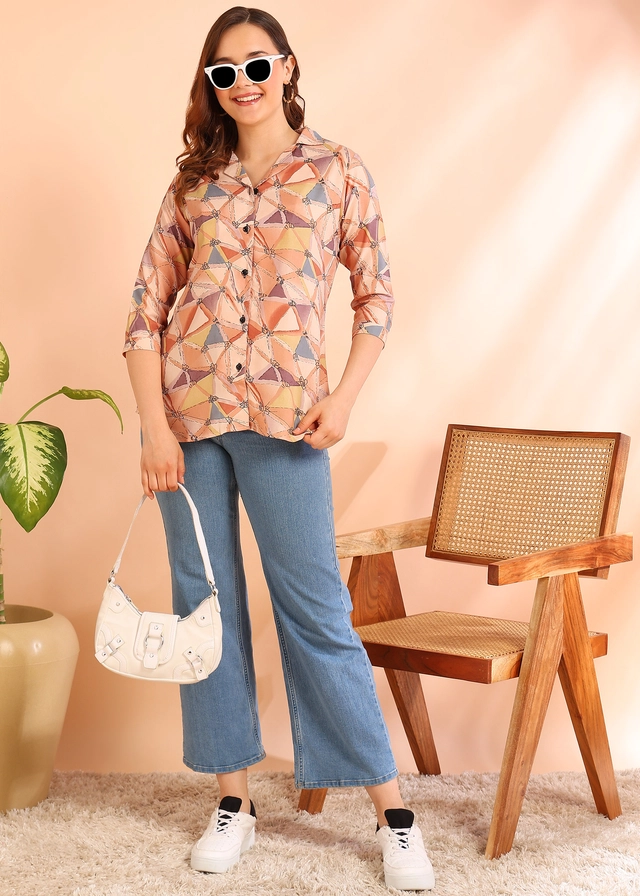 Three Quarter Sleeves Printed Shirt for Women