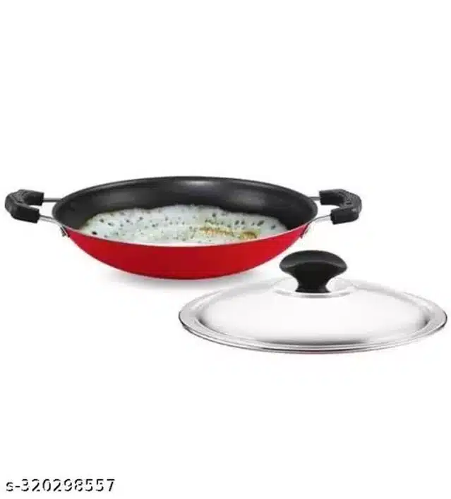 Xtend Non Stick Appachetty with Lid (23 cm) & Grill Pan (Red, Pack of 2)