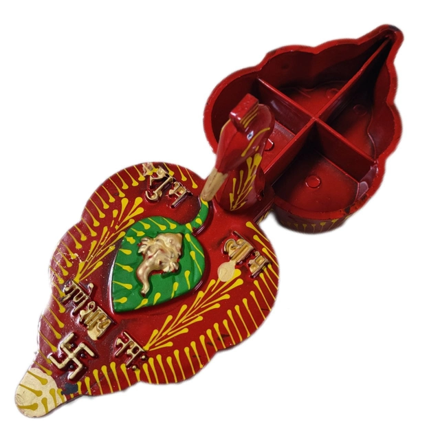 Plastic 4 Section Peacock Shape Meenakari Designed Kumkum Box (Multicolor)