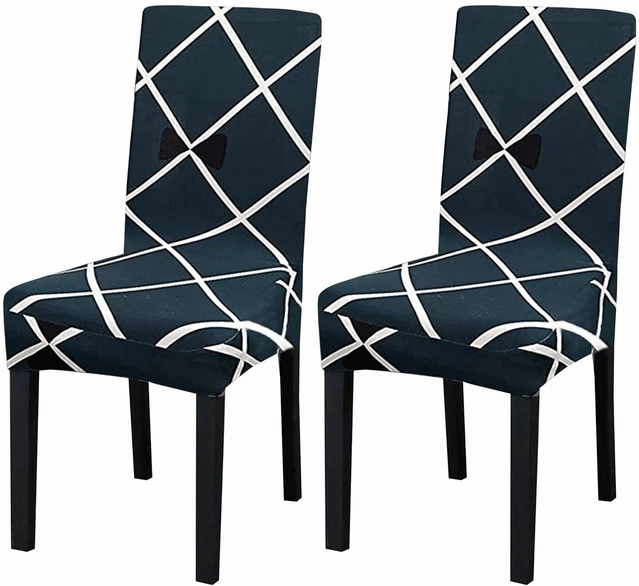 Polycotton Printed Chair Covers (Blue & White, 45x50 inches) (Pack of 2)