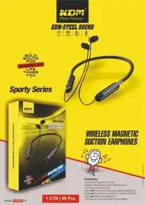 KDM स्टील साउंड वायरलेस ब्लूटूथ हेडसेट (ब्लैक, ट्रू वायरलेस)