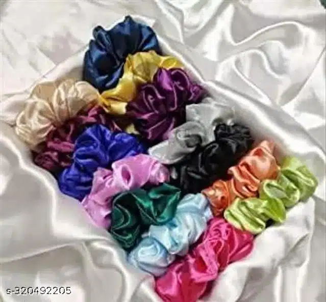 Satin Hair Bands for Women (Multicolor, Pack of 12)