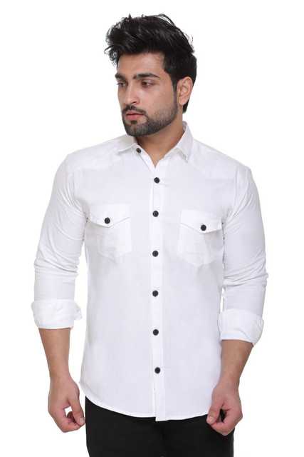 Madagala Cargo Exclusive Cotton Shirt For Mens (White, XL) (M-52)